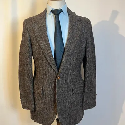 Blazer Harris tweed 4 boutons manches made in usa